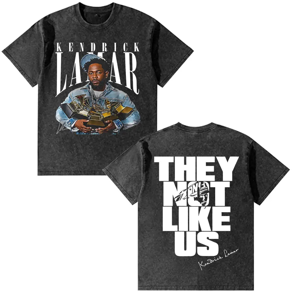 Rapper Kendrick Lamar They Not Like Us T-shirt Men Women Fashion Hip Hop Vintage Washed Oversized T-shirts Summer Cotton T Shirt
