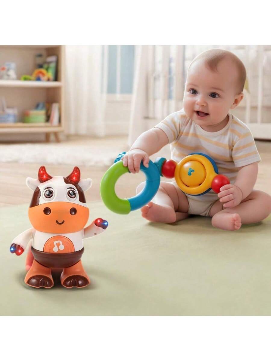 Baby Dancing Cow Toy - Electric Music Plush Cow with Funny Songs and Moves Baby Interactive Baby Toys Cute Toddler Christmas G