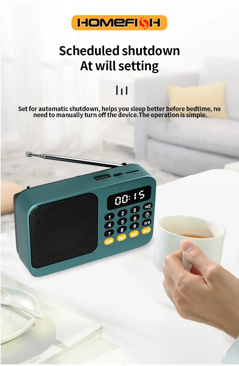 Handheld Rechargeable Digital FM USB TF MP3 Player Portable Radio Music Player Speaker Devices Supplies With LED Display Radio