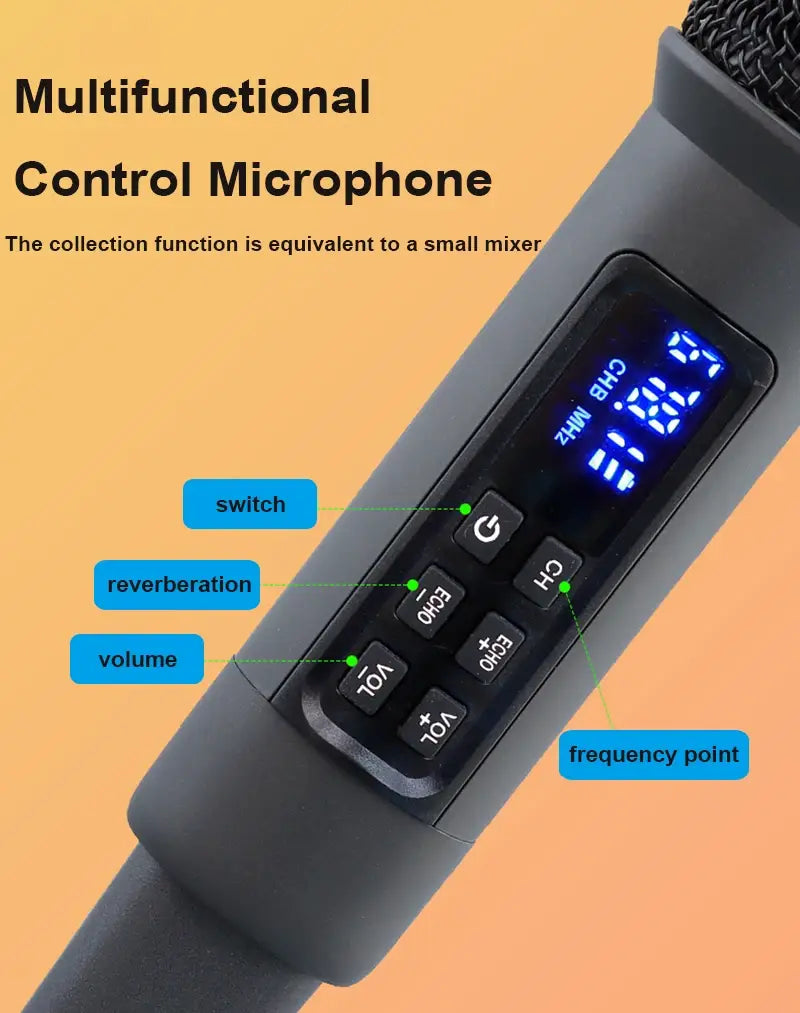 UHF Wireless Handheld Dynamic Karaoke Microphone Bluetooth Receiver Performing Professional Home Reverb High and Low Bass Mic
