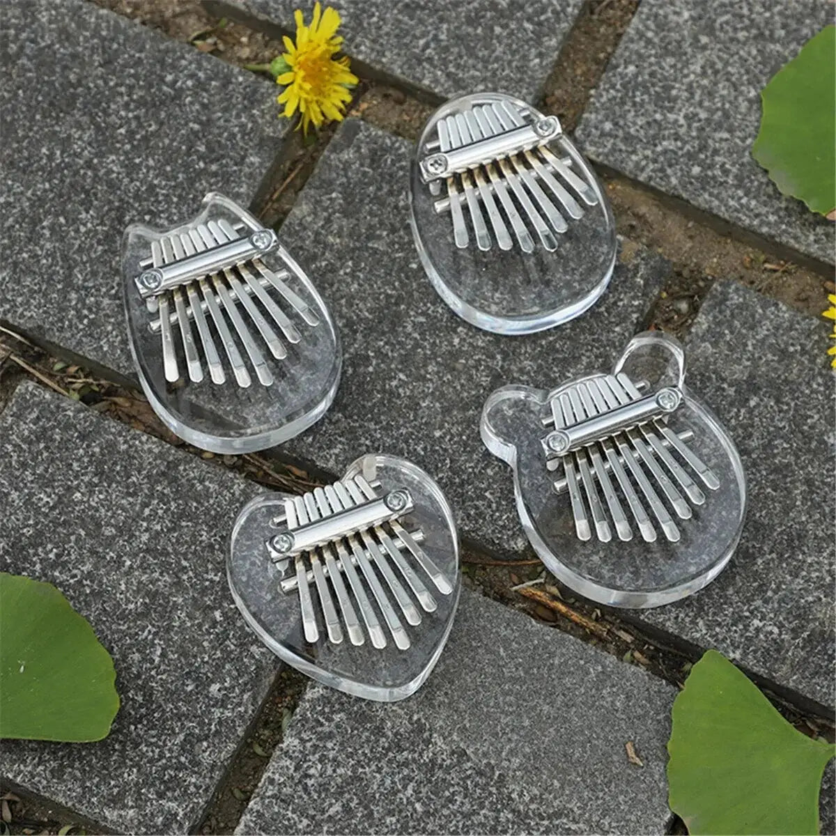Miwayer 8 Keys Mini Kalimba Rainbow Transparent Heart Crystal Kalimba Acrylic Thumb Piano Acoustic Finger Piano Music Instrument