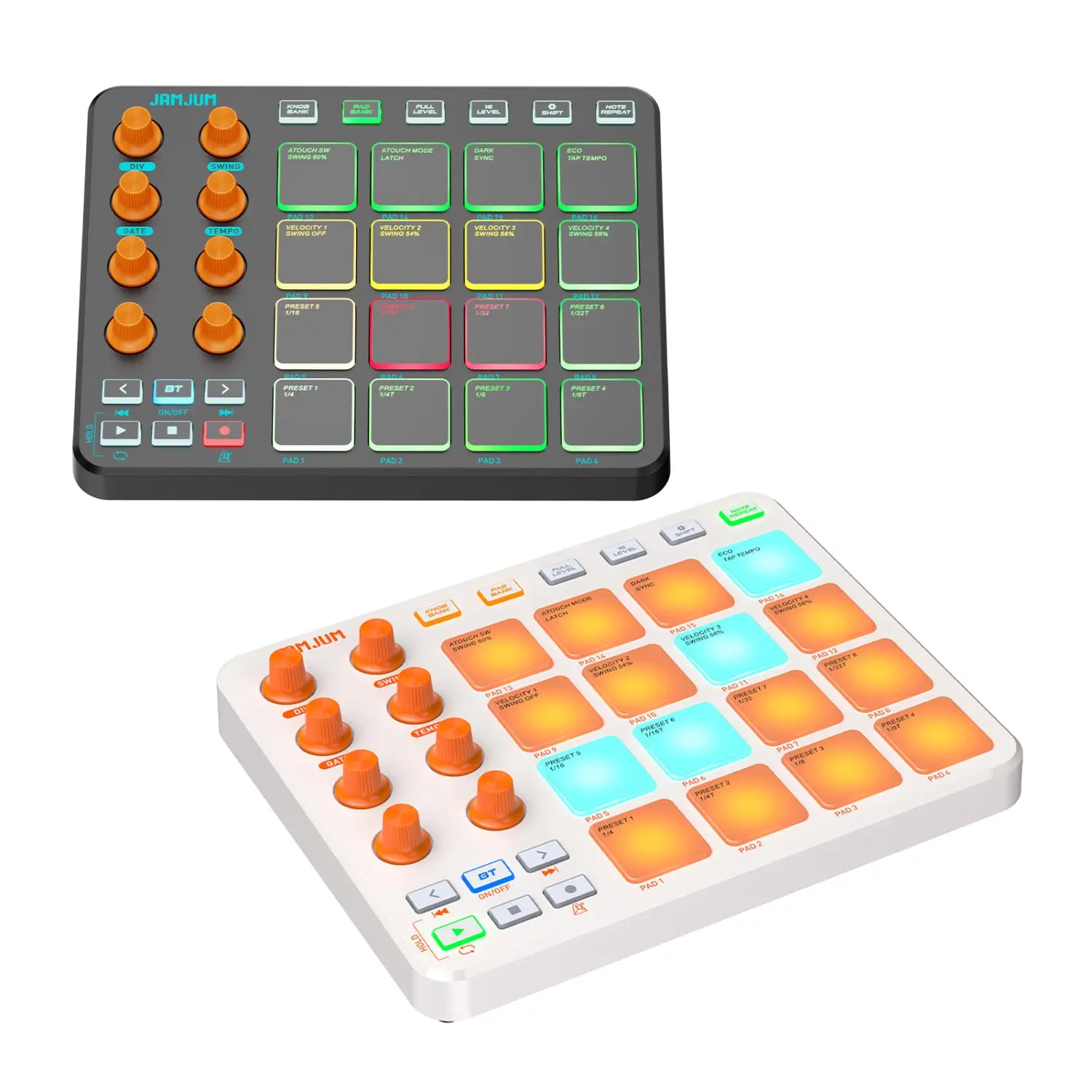 MIDI Controller Wireless MIDI Keyboard Pad 16 RGB Pads 6 Customizable Buttons 8 Knobs Rechargeable PC Mobile App for Beginners