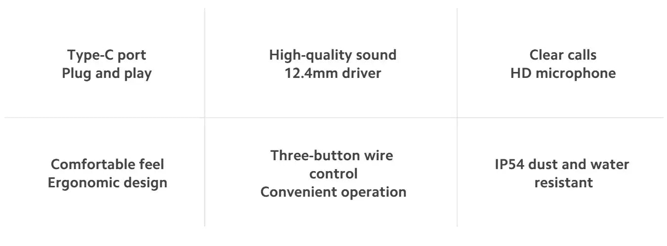 Original Type C Wired Headphones In Ear Headset Wired Earphones with Microphone Stereo Earbuds For Redmi POCO Huawei Samsung