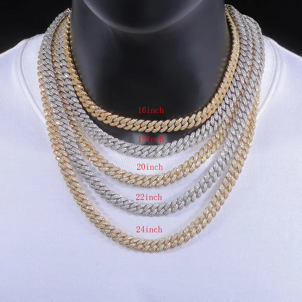 10mm Hip Hop Cubic Zircon CZ Iced Out Bubbles Cuban Link Chain Necklace For Men Women Jewelry Birthday personalized Gift