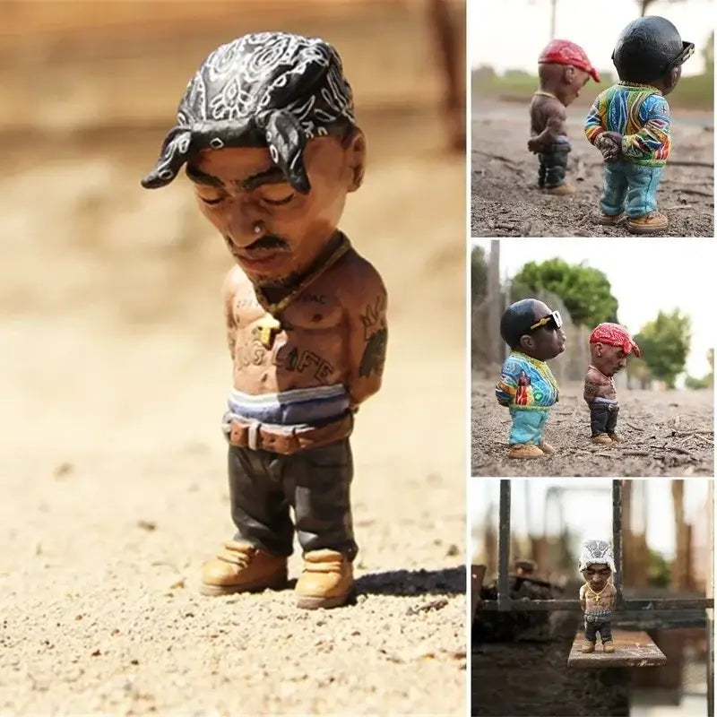 Tupac Figurine New Rapper Star Cool Hip Hop Guy Ornaments Creative Desktop Statue Home Living Room Office Decor Doll Rapper