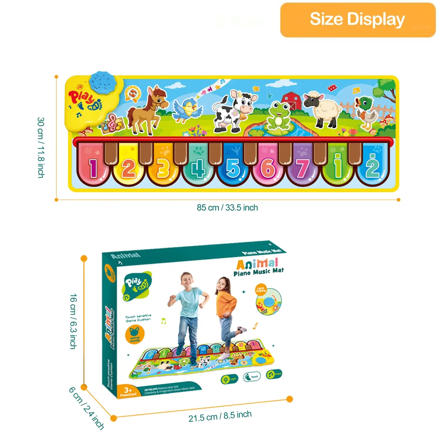 Musical Mats with Music Sounds Musical Toys Floor Piano Keyboard Mat Carpet Animal Blanket Touch