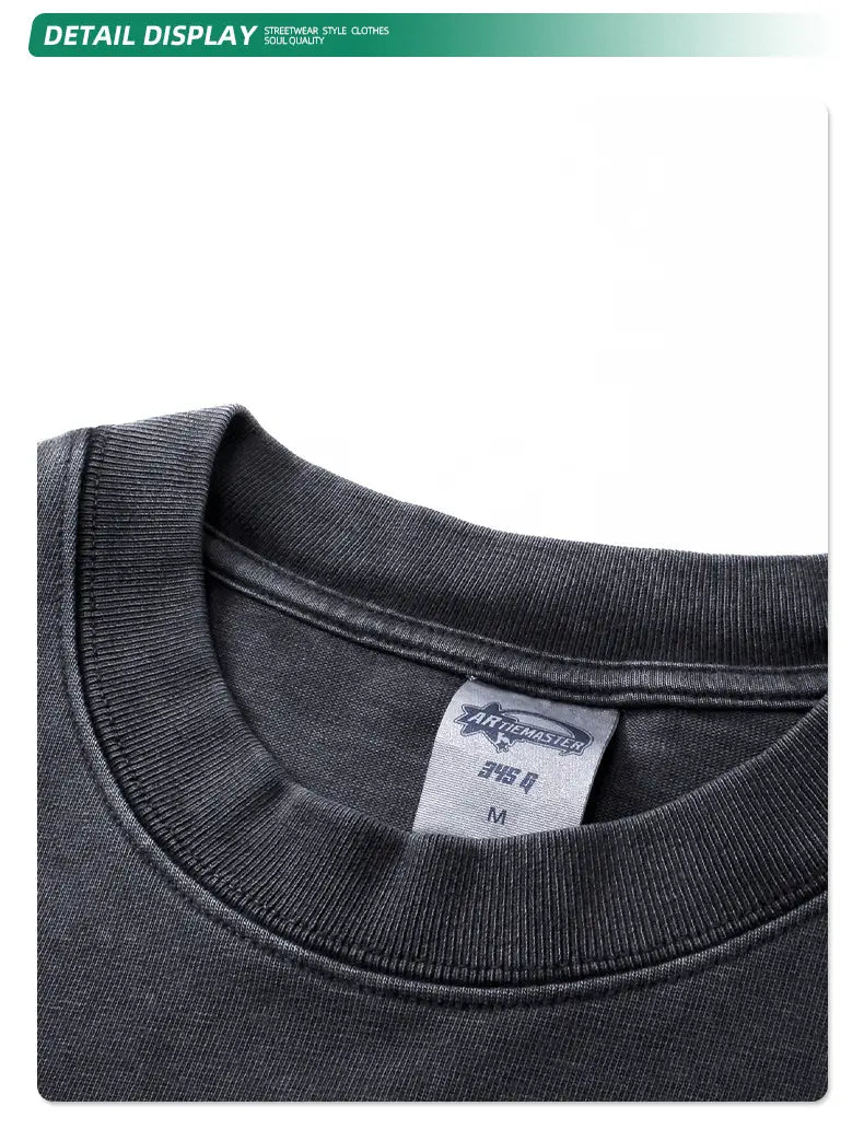 2024 Hip Hop Retro Fake Two Piece Rough Edge Round Neck Long Sleeve T-shirt for Men Washing Streetwear Trendy Baggy Tshirts Y2k