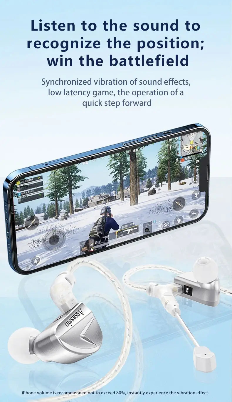 CVJ Assassin Silver in Ear Earphones 1BA + 1DD + 1Vibrate Game Mode HIFI Microphone Hybrid Tuning Switch Wired Earbuds IEM Headphone