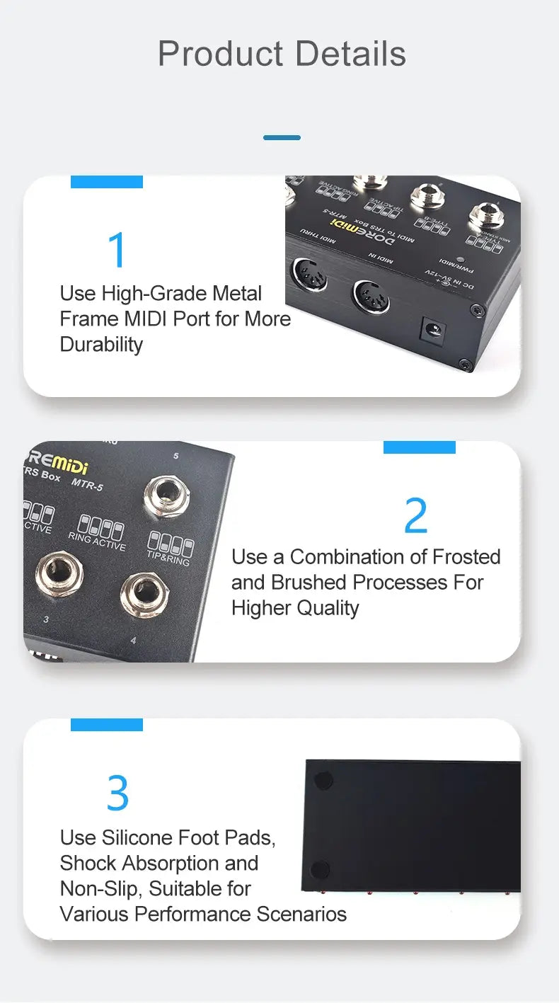 MIDI THRU To TRS Box Is Convert MIDI Five-pin DIN Interface Into TRS Interface Convert One MIDI Input Into Five TRS Outputs