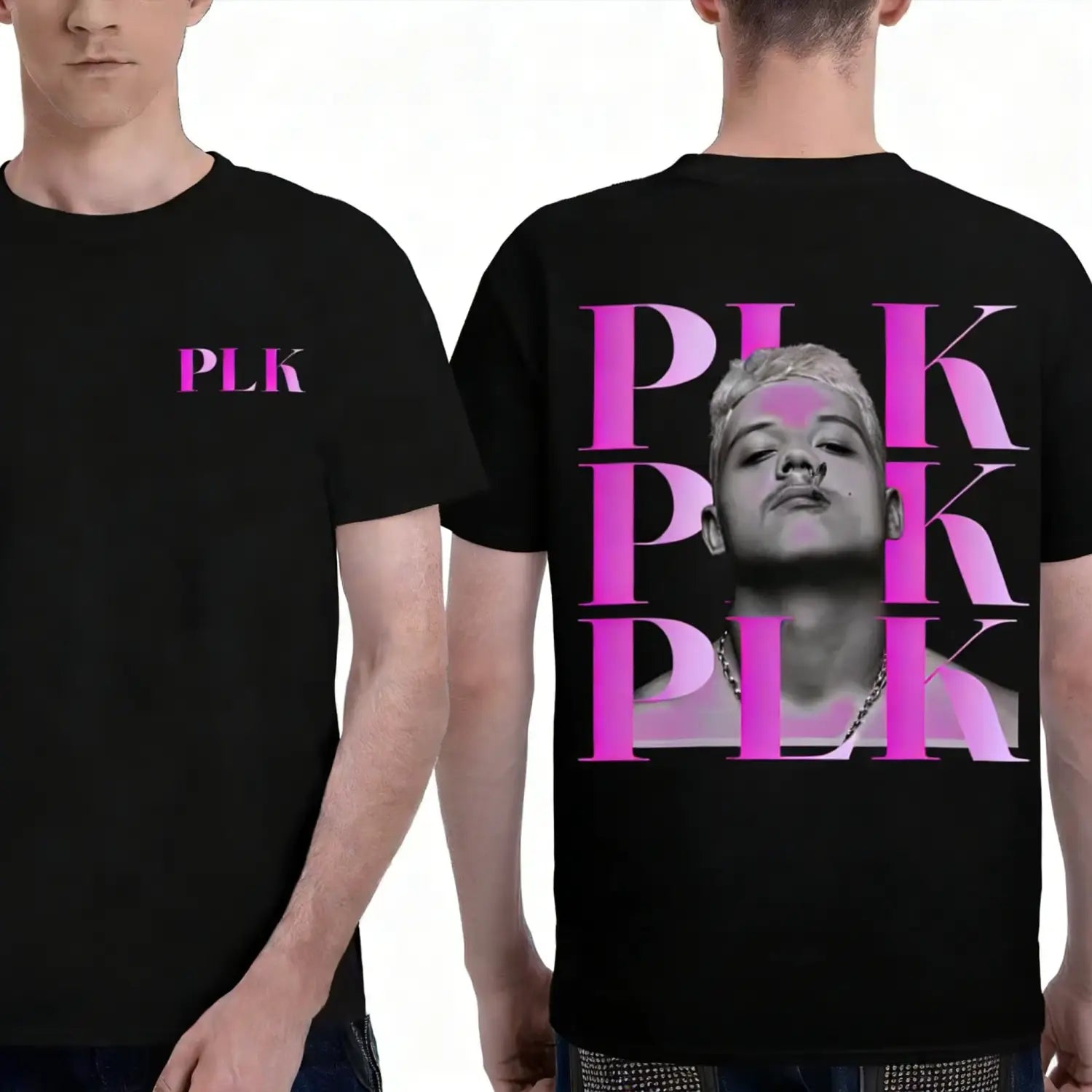 Rapper Plk Face Graphic Print T-shirt Oversized Fashion Pop Music Streetwear Unisex Casual Cotton T Shirts Vintage Hip Hop Tees