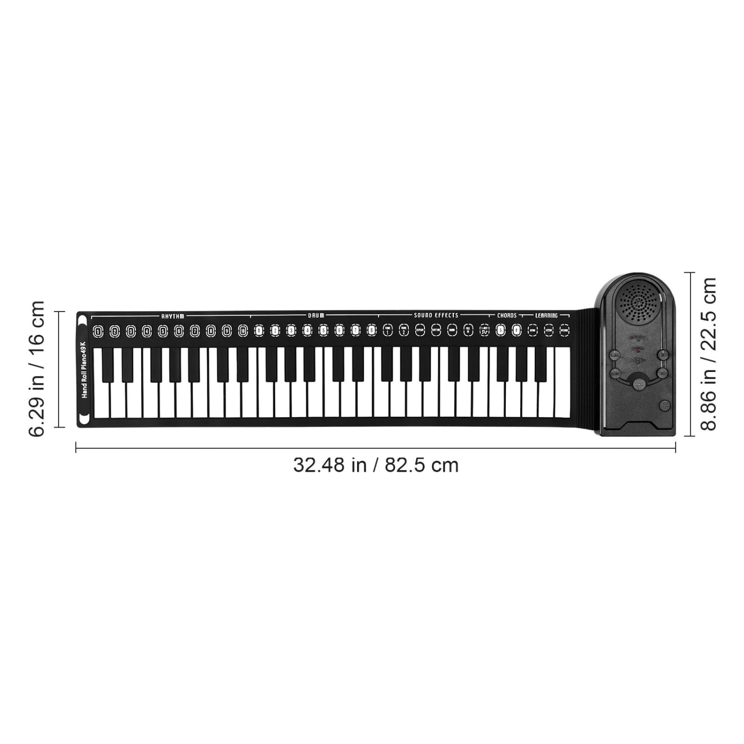 49 Keys Hand Rolled Piano Portable Digital Electronic Keyboard with Multiple Timbres Rhythm Adjustment Crisp Sound Foldable