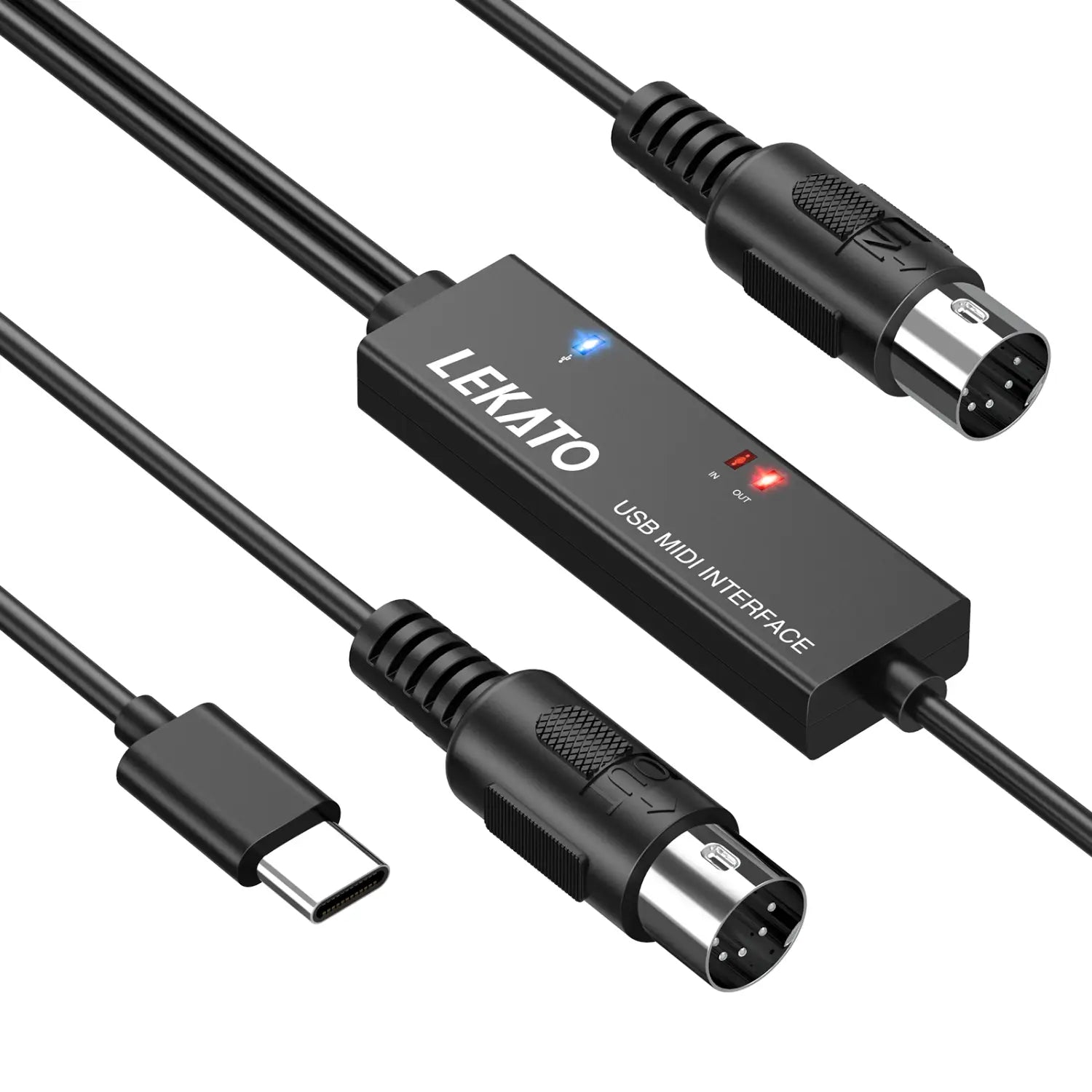 Lekato Midi To Usb C Type C Cable Usb Midi Converterfor Music Keyboard Piano Pc Lapt Interface 6.5Ft with Indicator Light