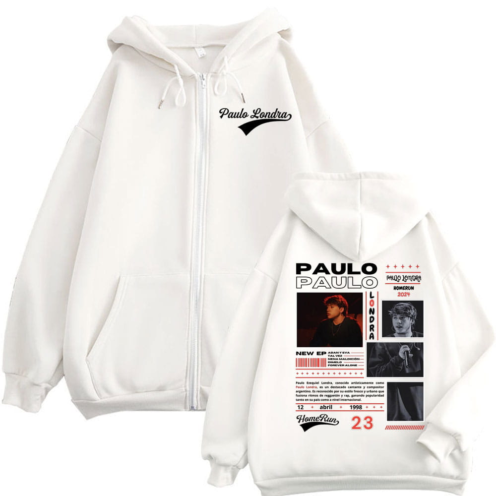Rapper Paulo Londra Homerun Album Merch Hoodie Harajuku Hip Hop Pop Music Zip Up Sweatshirt Men Women Vintage Fashion Pullovers
