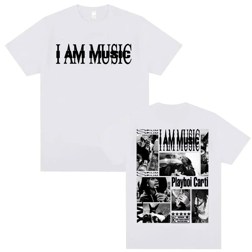 Rapper Playboi Carti I AM MUSIC Album Logo T Shirt Mens Clothing Hip Hop 90s Vintage Tshirt Male Casual Cotton Oversized T-shirt