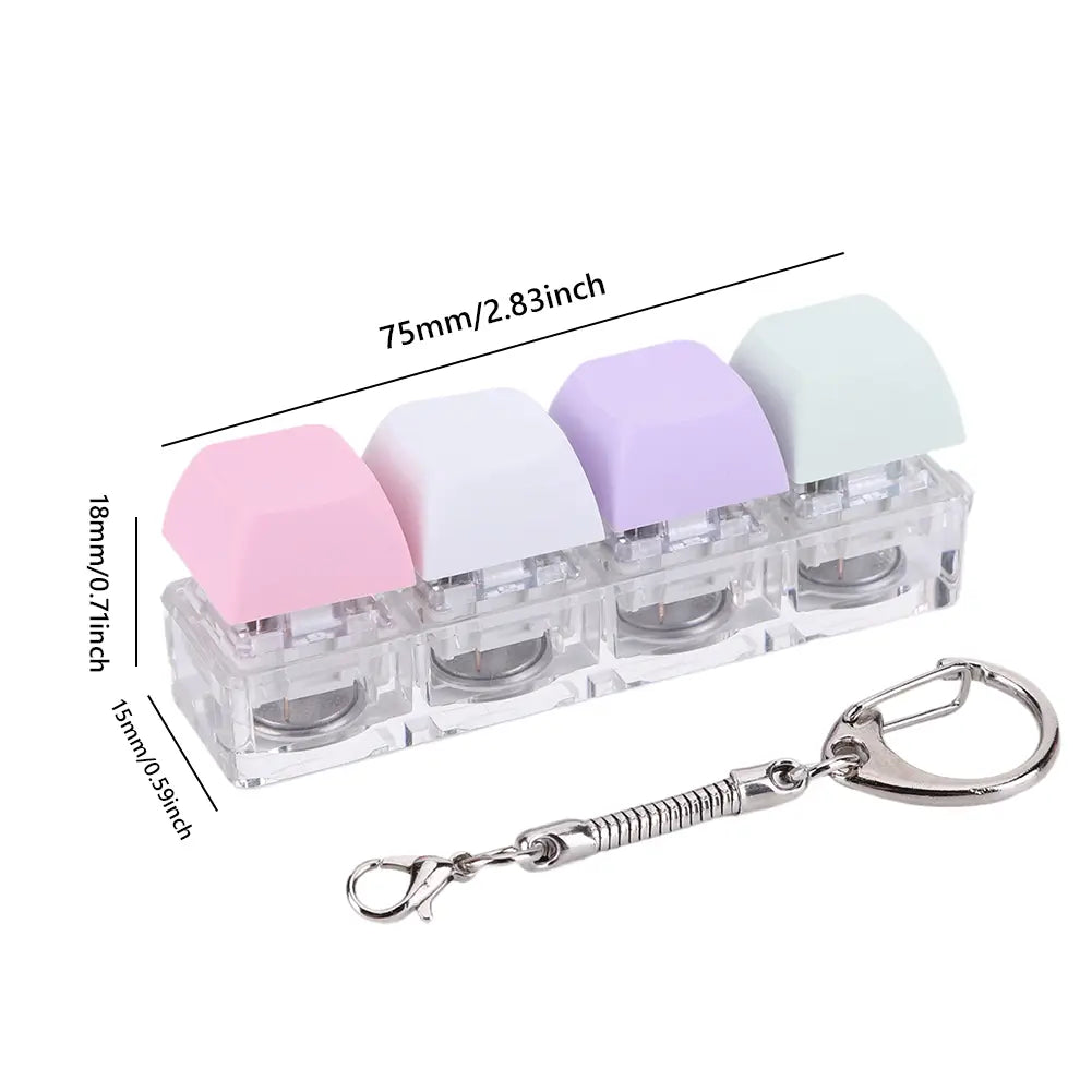 4 Keys Button Keycap Fidget Keychain Keyboard Key Toy Keyboard Clicker Toy Keyboard Cube Toy for Adult Gifts To Relief Pass Time