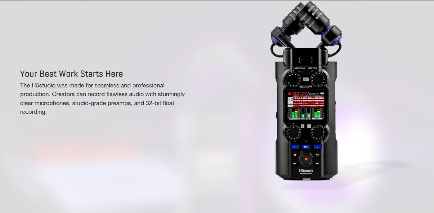Zoom H5 Studio Portable Handy Recorder 4-in/2-out Usb Audio Interface For Support 32-bit Float And 16/24-bit Recording