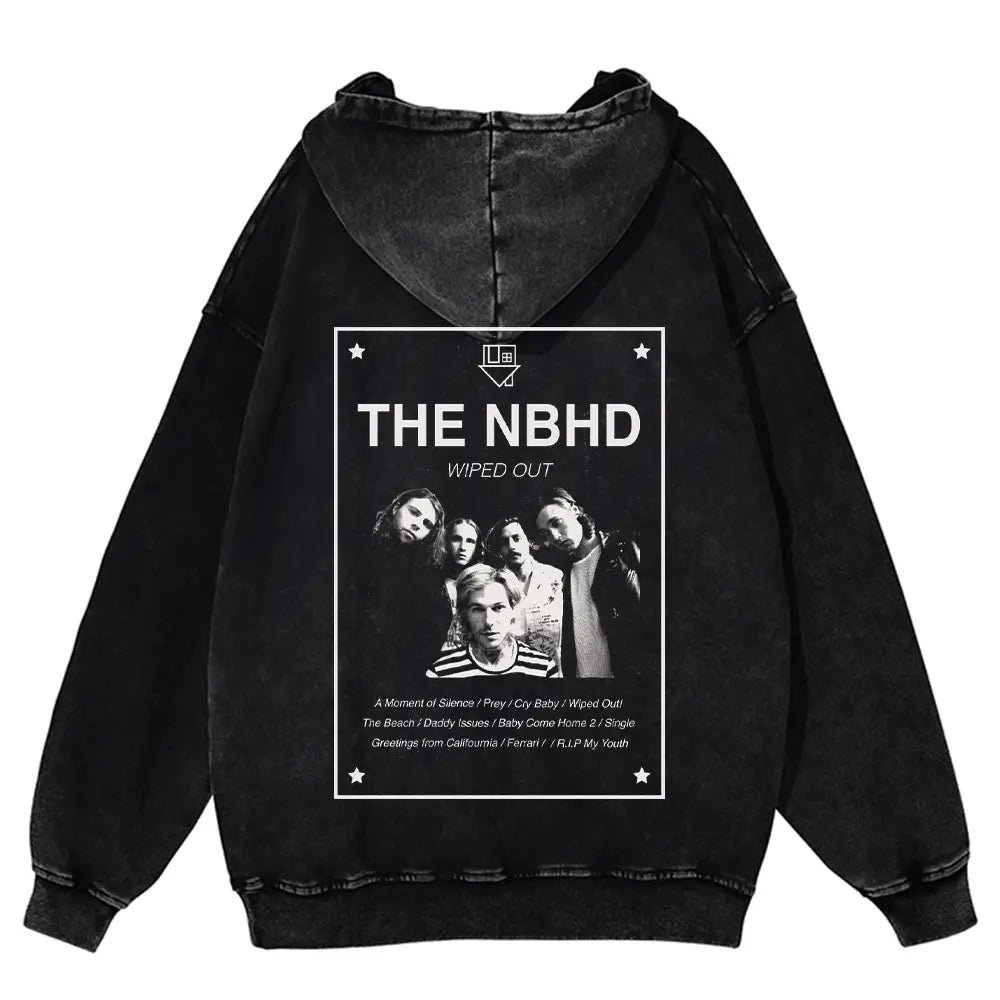 Men’s Hip Hop 2024 Winter Street Wear Oversize Hoodie Sportswear Harajuku Retro Pattern Washed Cotton Hoodie Unisex
