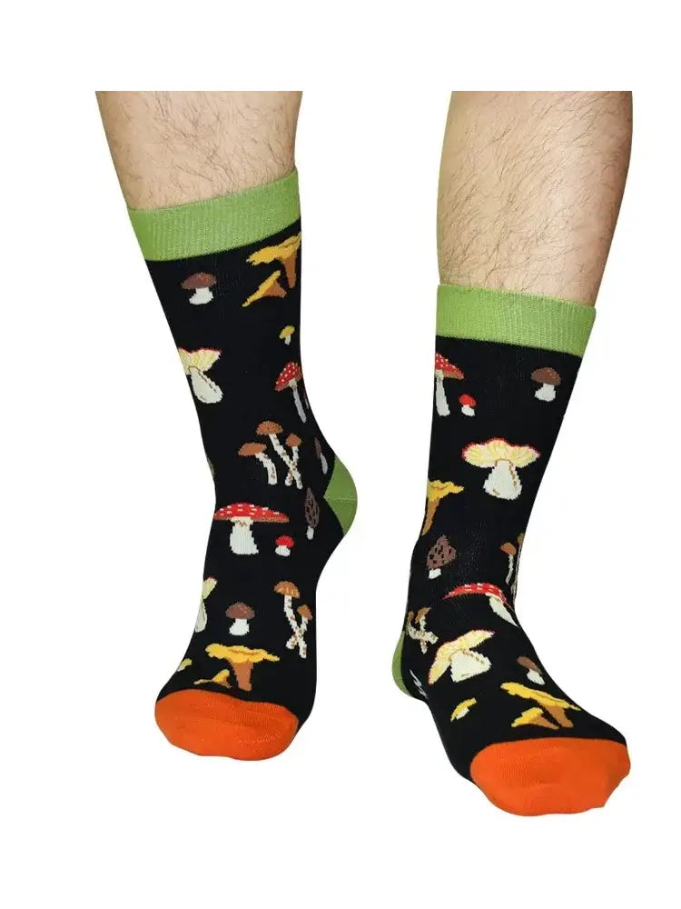 1 Pair Skateboard Hip Hop Funny New Happy Harajuku Mushroom Letter Printed Socks new