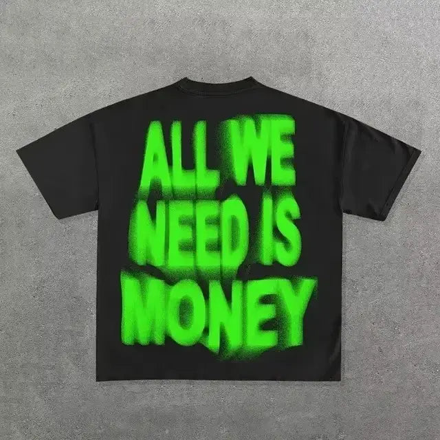 2026 Summer Men’s Hip Hop Letter Printed Casual 100% Cotton Round Neck T-shirt Neutral Street Cool Soft Breathable Short Sleeve
