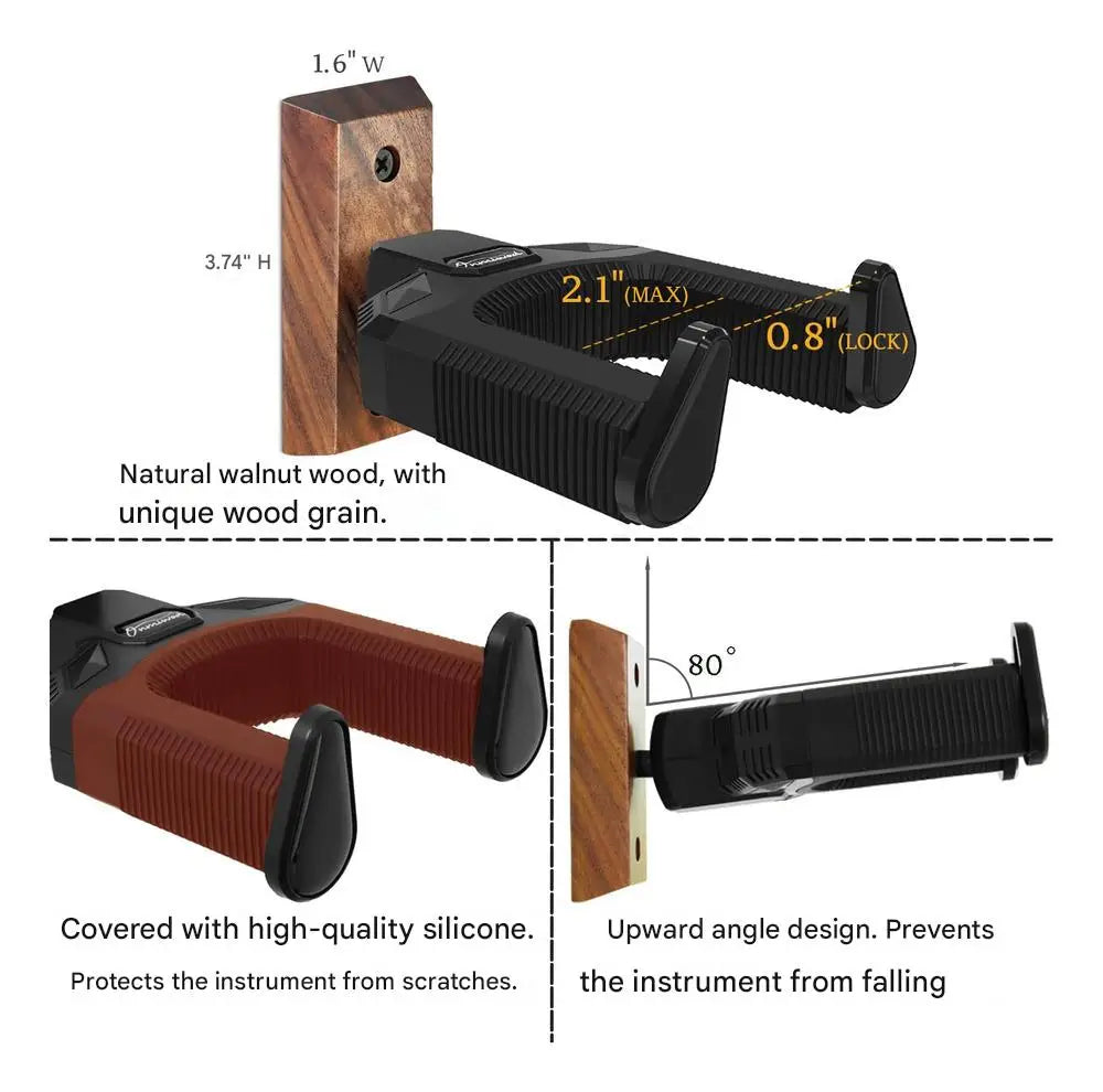 Guitar Self-lock Hanger Stand Wall Mount Holder Hook for Acoustic Electric Guitar Mandolin Banjo Ukulele Bass Screw Accessories