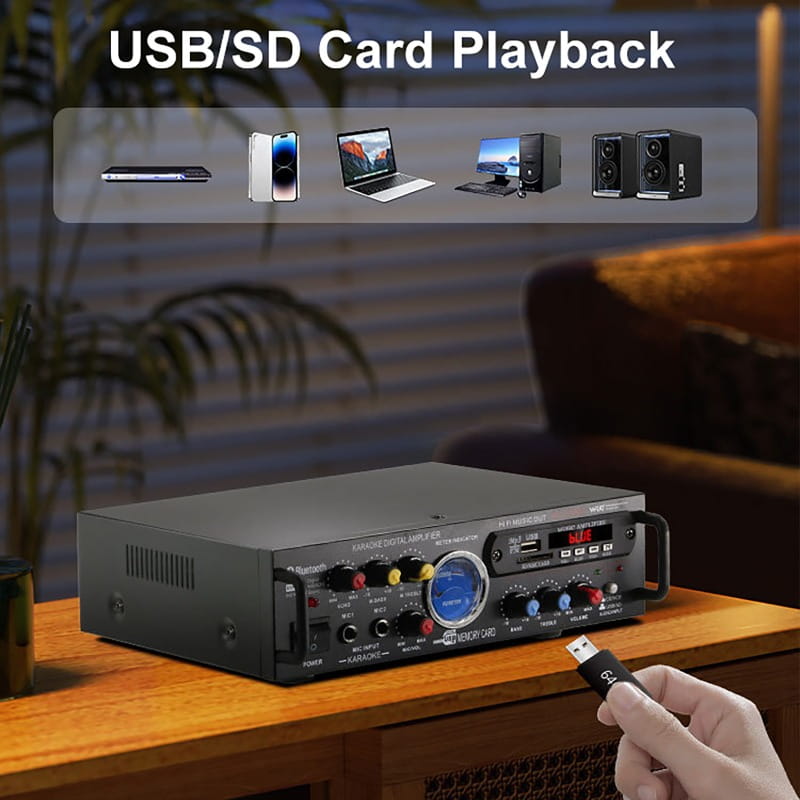 12V220V HiFi Digital Bluetooth Amplify Channel Surround Sound Amplifiers Home Plug-in Car Onboard Professional Amplifier