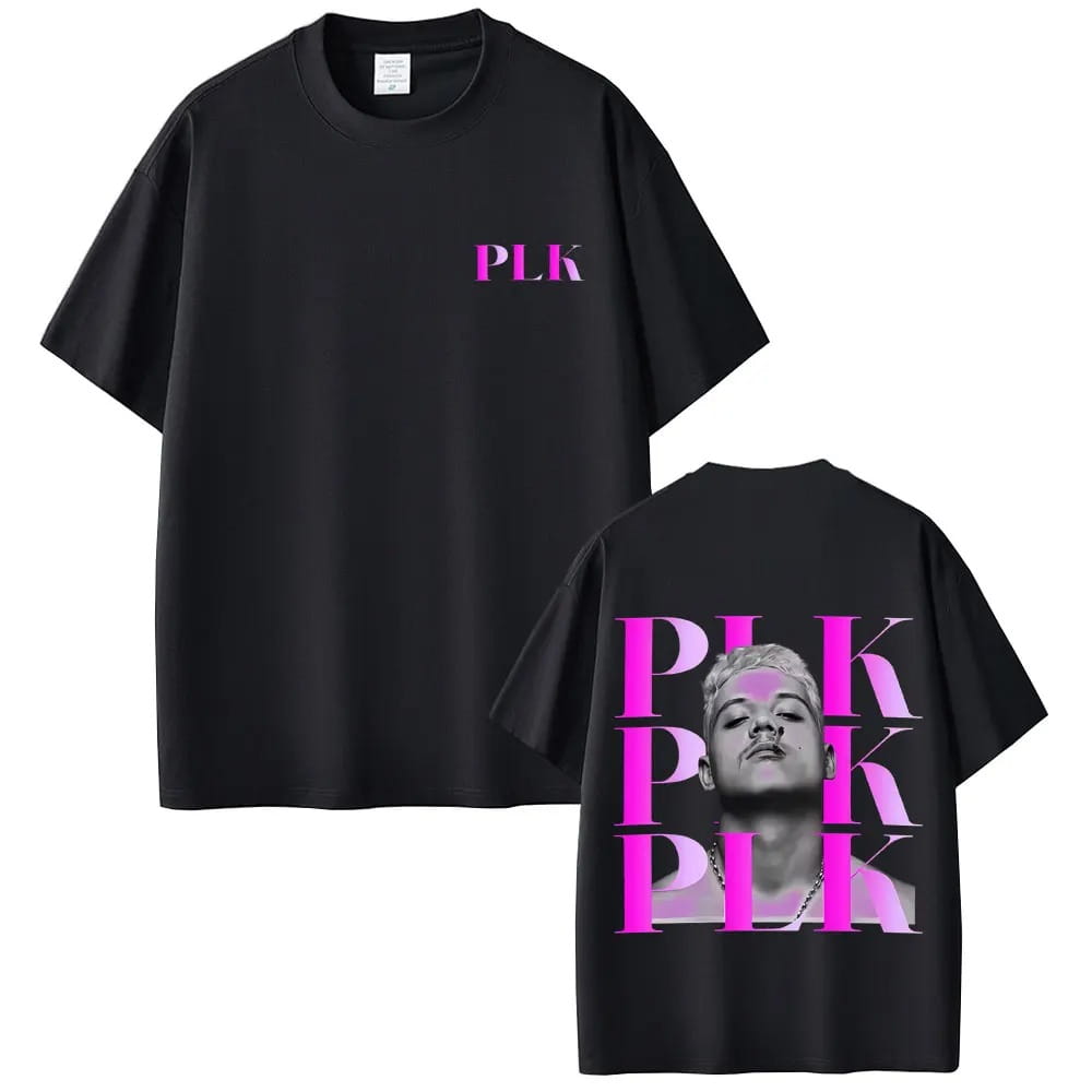 Rapper Plk Face Graphic Print T-shirt Oversized Fashion Pop Music Streetwear Unisex Casual Cotton T Shirts Vintage Hip Hop Tees