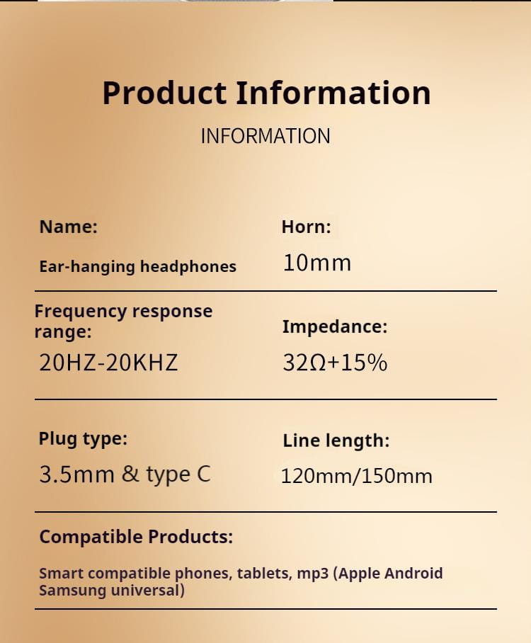 Clip-on Wired Headphones type C&3.5mm Stereo Sports Music Earbuds Handfree Sport Gamer Headset Earphones with HD mic For Samsung
