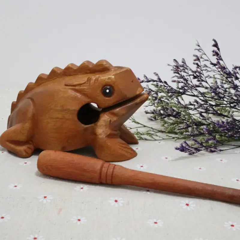 Wooden Lucky Frog Thailand Traditional Craft Croaking Musical Instrument Home Office Decor Fengshui Carved Ornament Kid Toy Gift