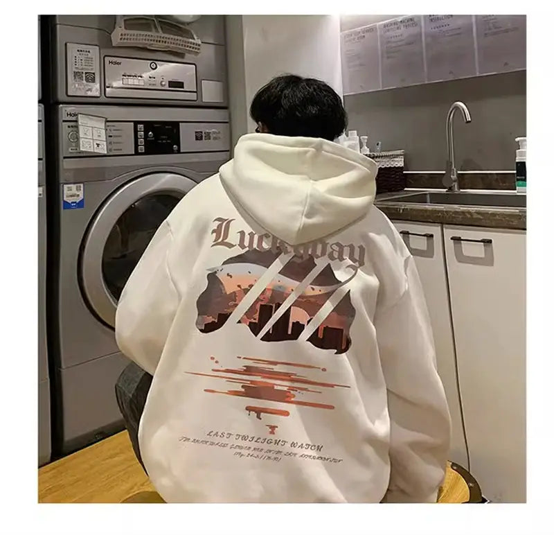 New Hip Hop Graphic Pullover Hoodies For Men Cotton Fleece Vintage Hooded Sweatshirts Y2K Streetwear Loose Hoodie Clothing