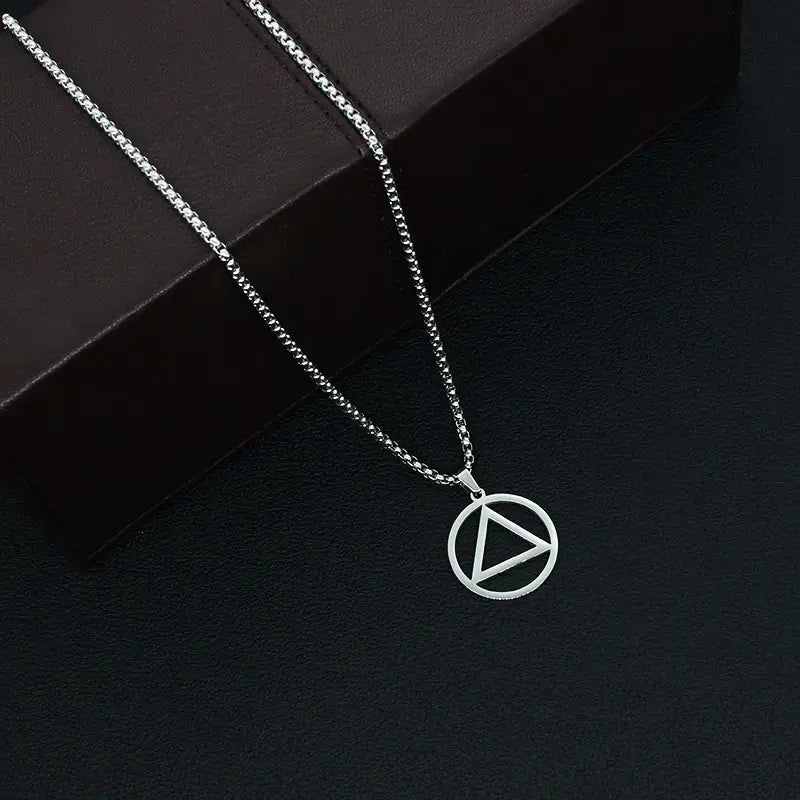 hiphop rap male and female hipsters Eminem the same style of iron triangle necklace titanium steel pendant hanging accessories