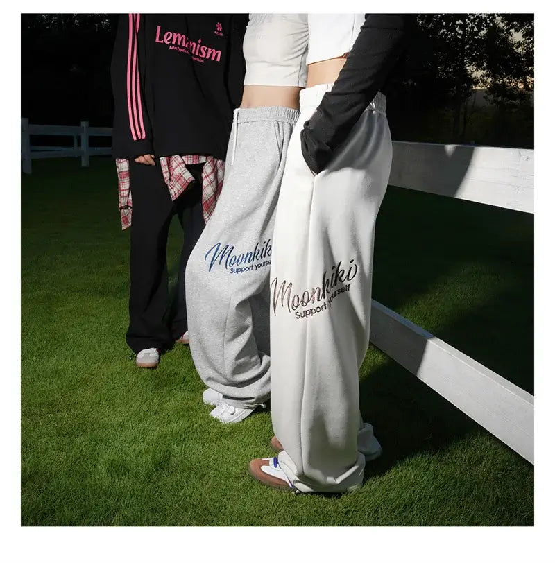 Men’s Hip Hop Fashion Letter Printed Wide Leg Pants 2025 Y2K Streetwear Baggy Straight Pantalones Hombre New Gym Sports Trousers