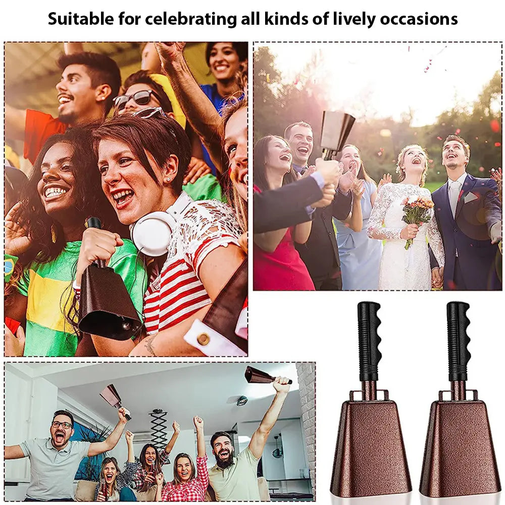 10 Inch Cowbell Noise Makers Percussion Musical Instrument Iron Decorations School Hand Bells with Handle for Games Sports