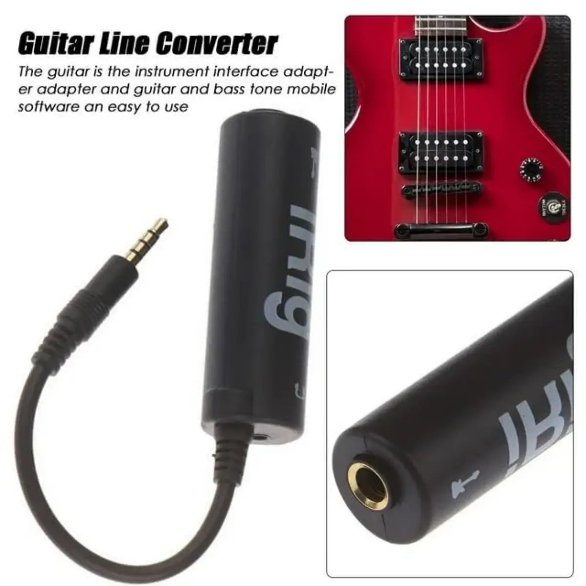 Miwayer Portable Guitar IRig Converter w/2-Channel /AUX Connectivity/for Phone,iPad,Guitar Audio Inteace Guitar Tuner