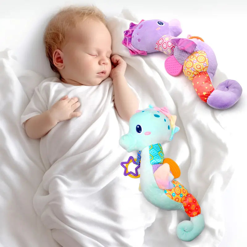 Baby Rattles Toys Infant Musical Stuffed Animals Soft Toy with Bright Colors Crinkle Sound Paper Newborn Toys for 12 Months