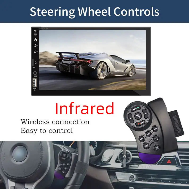 7“ Car Radio 1 Din MP5 Multimedia Player HD Touch Screen Universal Autoradio ISO Power Aux Input USB BT Mirror Link