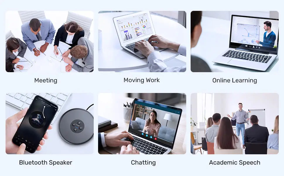 EMEET USB Wired Speakerphone Conference Speaker With 2 Mics 360° Voice Pickup Meeting Microphone for Zoom/WebEx/Microsoft Teams