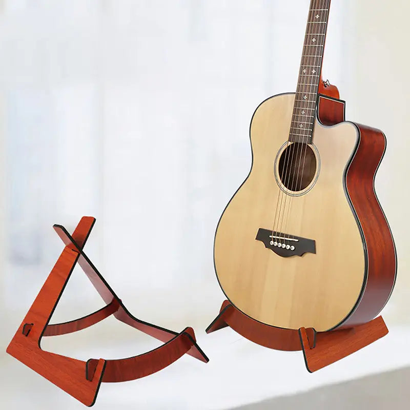 Wooden Guitar Stand For Acoustic And Electric Instruments Portable Shaped Floor Display Holder For Ukulele Mandolin Bass