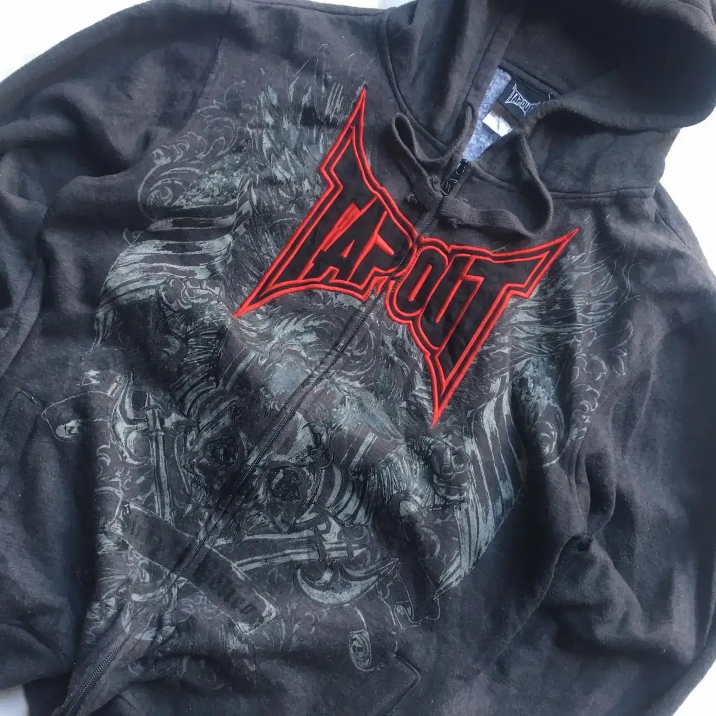 Hip Hop Tapout Zipper Hoodies Mechanical Skull Pattern Jacket Streetwear Men Women Clothes Y2k Sweatshirt Oversized Hoodie
