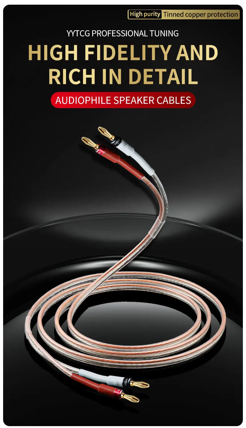 YYTCG Hifi Speaker Cable with Banana Plug for Home Theater Amplifier Surround Sound System Gold plated Banana Audio Cable