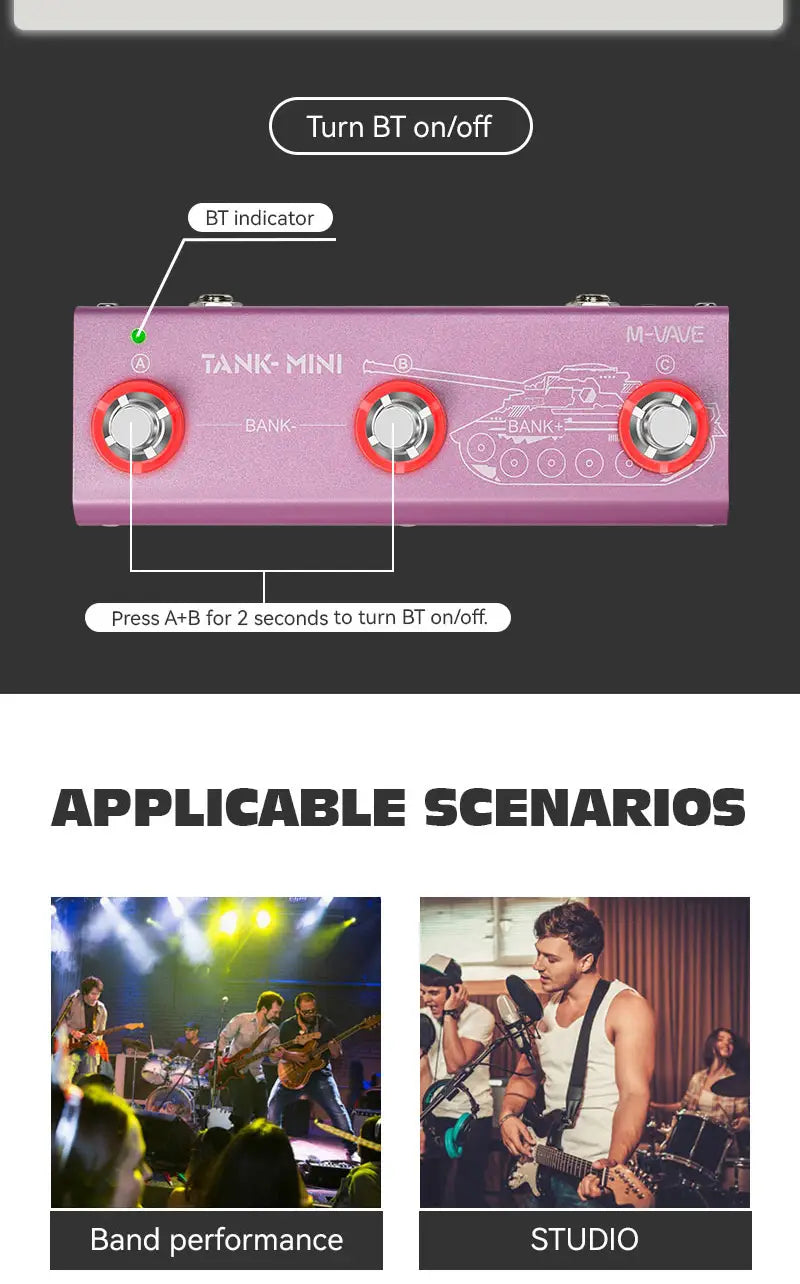 M-vave Tank Mini Multic Effect Guitar Pedal,Support IR and OTG Recording,Built-in Cab,Amp,Mod,FX,Delay and Reverb Effects