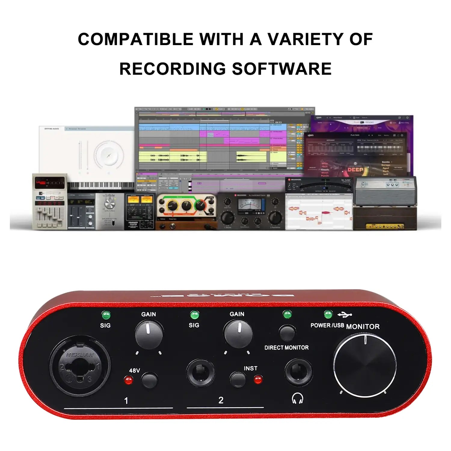 BOMGE BMG-11S Audio Interface 24-bit/192kHz Professional Sound Card And Monitor Headphones Amplifier Are Used For Live Recording