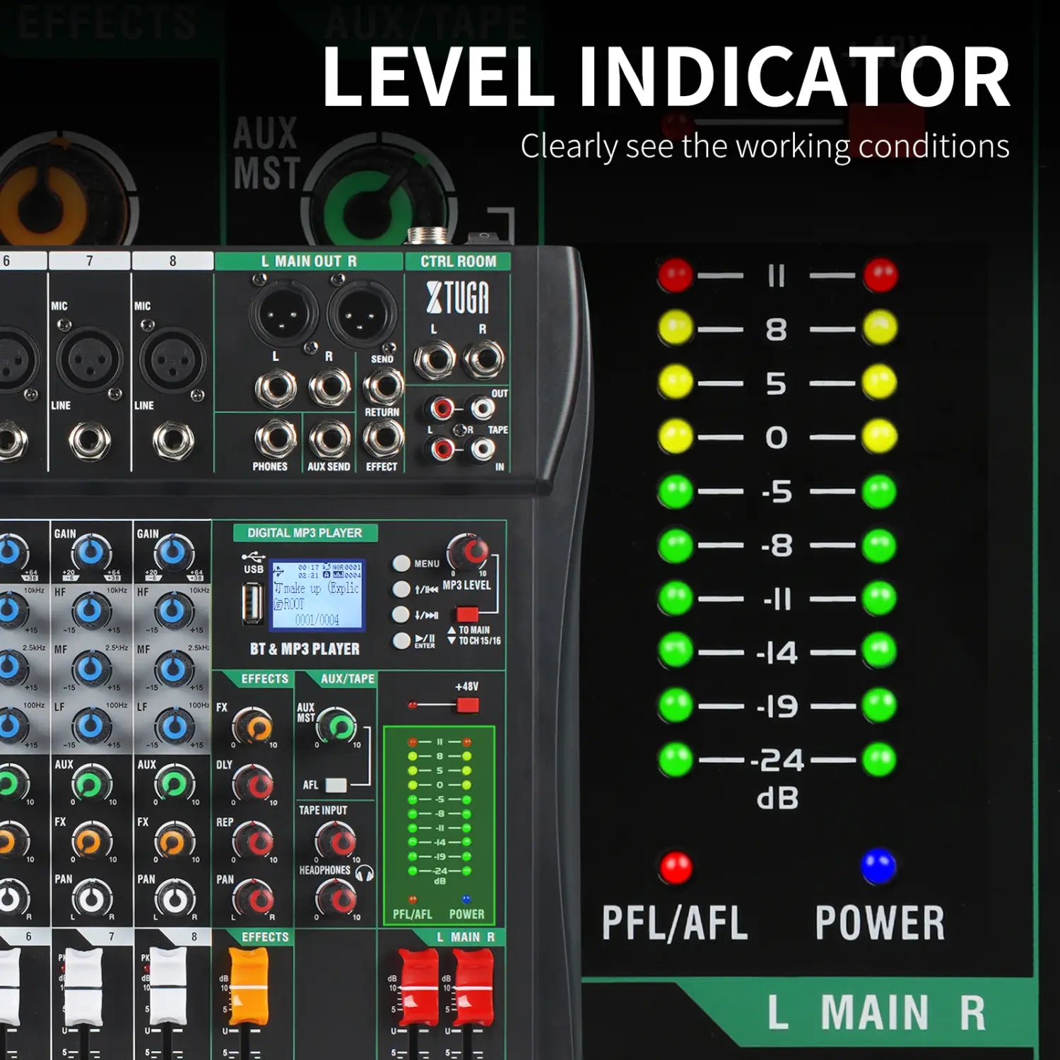 Audio Mixer CT 8 Channel Sound Board Mixing Console Audio Interface PC USB Bluetooth Phantom Digital Effect DJ Live Studio Stage