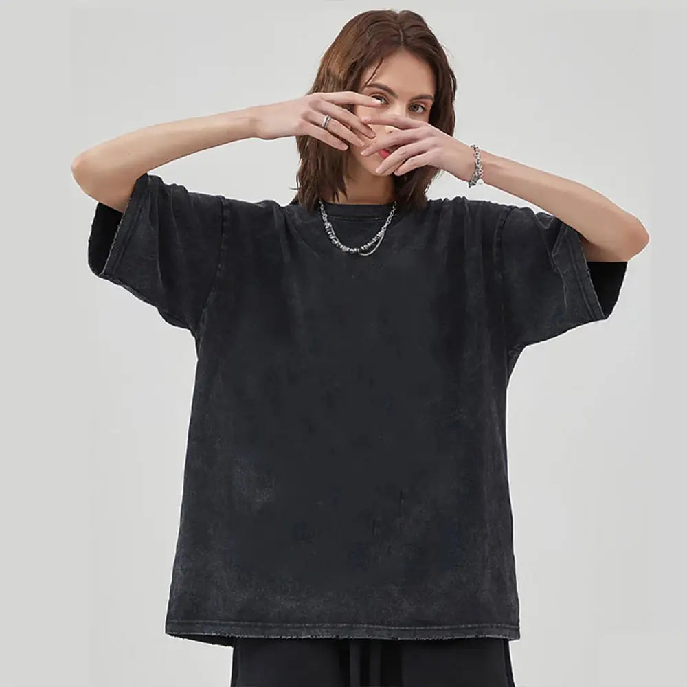 Hip Hop Men Streetwear T-Shirt Retro Vintage Washed Anime Graphic T Shirt Men Harajuku Cotton Casual Short Sleeve Tshirt Tops