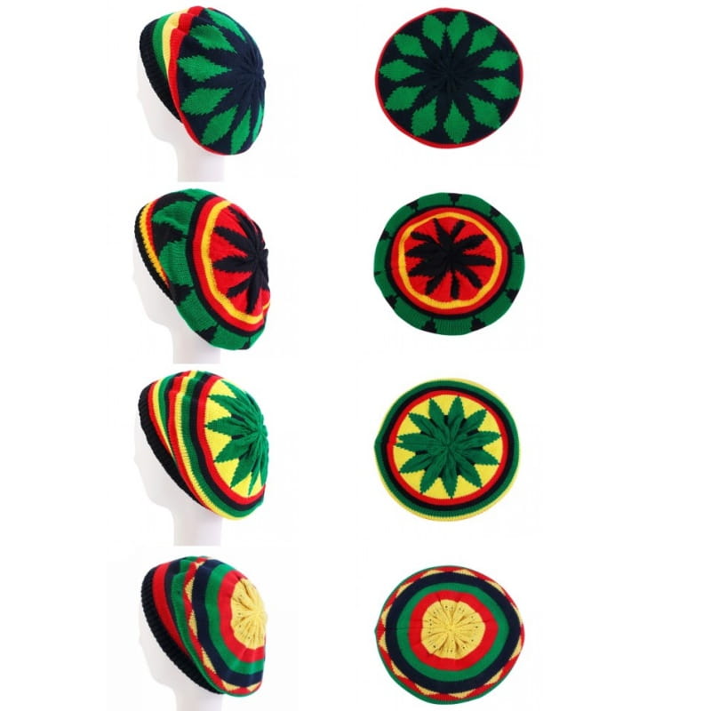 Jamaican Multi-colour Printed Knitted Hat Bob Rasta Beanie Hats Hip Hop Cap Men Women Caribbean Fancy Dress Reggae Beret Cap