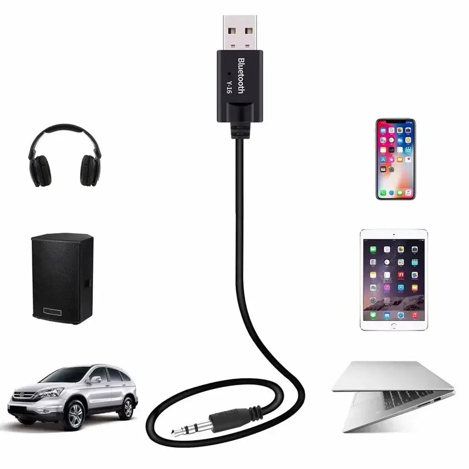 VIKEFON Bluetooth 5.0 Audio Receiver Cable Transform USB Receiver Dongle 3.5mm AUX Jack Wireless Car Music Adapter Cable