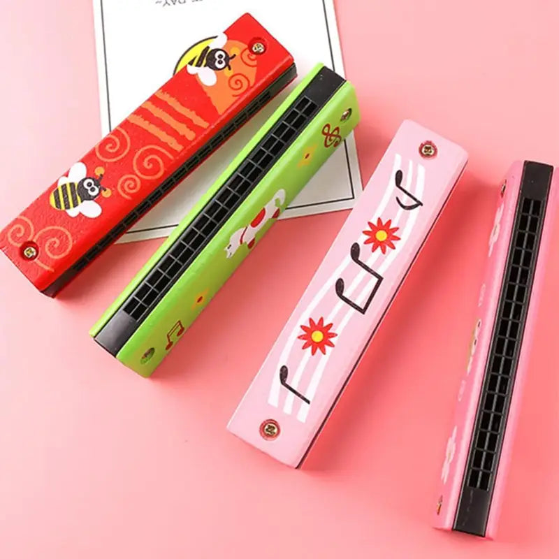 New 16 Holes Children Wooden Harmonica Musical Instrument Toys Music Teaching Aids Puzzle Early Education Kindergarten Beginners