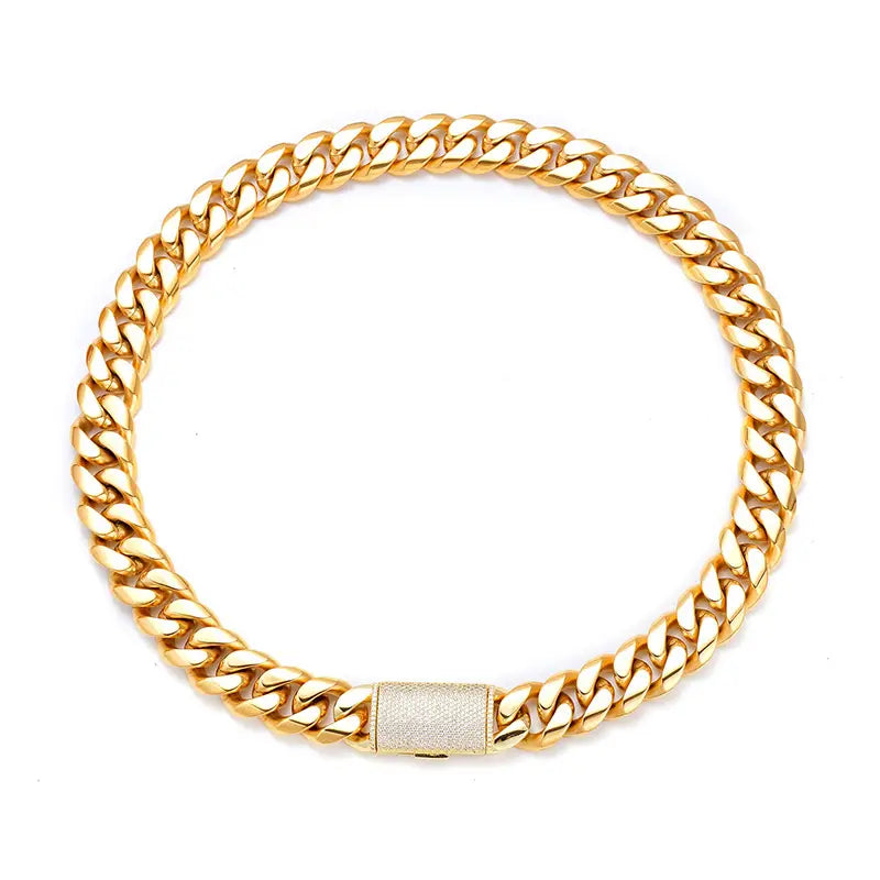 12/14/18/20/22mm Big Heavy Solid Stainless Steel Cuban Miami Link Chain Necklaces for Men Hip Hop Bling Iced out Rapper Jewelry