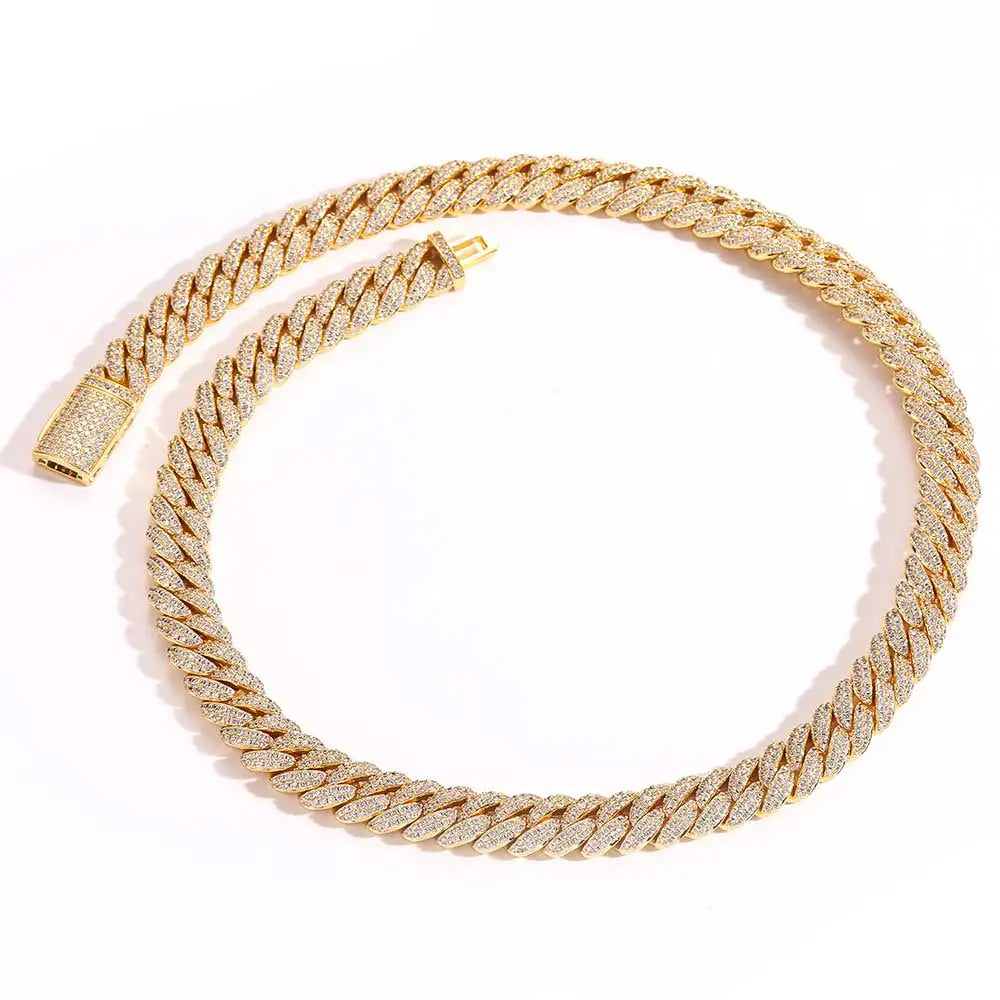 10mm Hip Hop Cubic Zircon CZ Iced Out Bubbles Cuban Link Chain Necklace For Men Women Jewelry Birthday personalized Gift