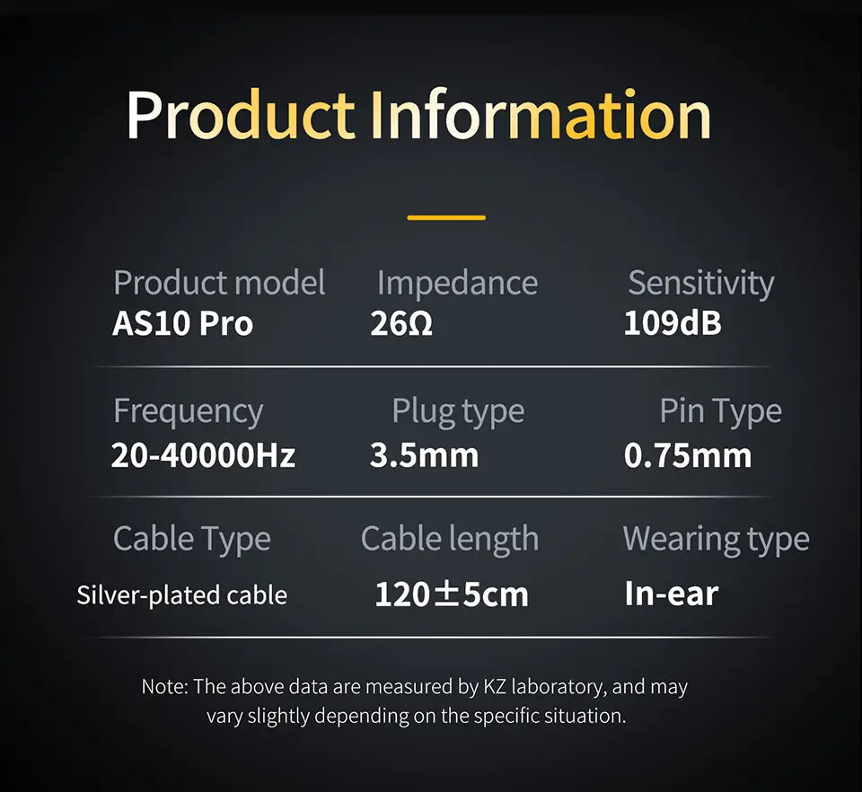 KZ AS10 PRO In Ear Earphones DJ Gaming Music 5BA Headsets Silver-Plated Oxygen-Free Copper IEM Cable