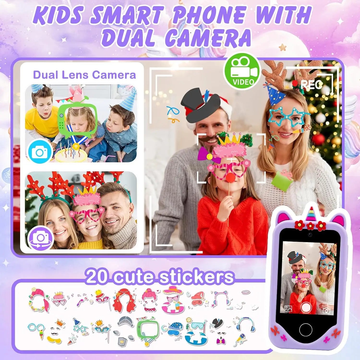 Kids Smart Phone for Girls Boys Kids Cell Phone Toys Dual Camera Music Player 17 Games Toddler Learning Phone For Birthday Gifts